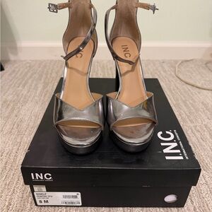 INC International Concepts Women's Metallic Silver Heels